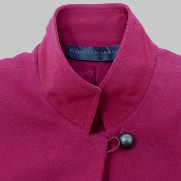 Donna Karan New York Size 8 Red Blazer Stretch Jacket Silver Buttons - Picture 13 of 16